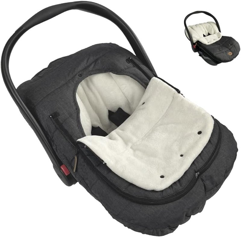 CozyMe Car Seat Cover+Carseat Bunting Bag Intergrated into 1,Waterproof Anti-Cold Winter Bassinet Stroller Car seat Sleeping Bag for Infant,0-12M - Image 1